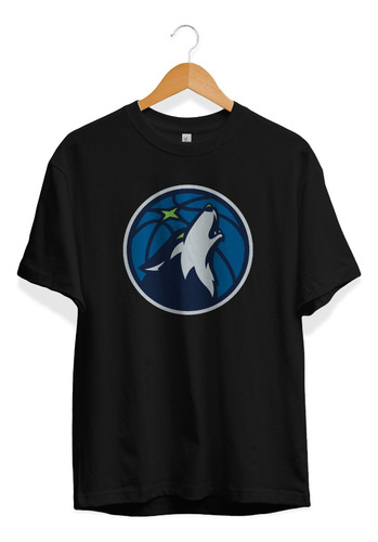 Remera Basket Nba Minnesota Timberwolves Negra Logo Simple