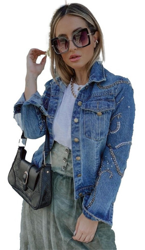 Imagem 1 de 3 de Jaqueta Jeans Feminina True By Michelle Fernandez