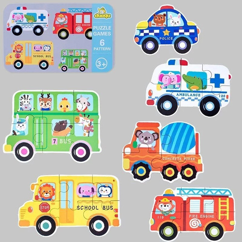 Puzzles Rompecabezas De Autitos Juego Didáctico De Madera