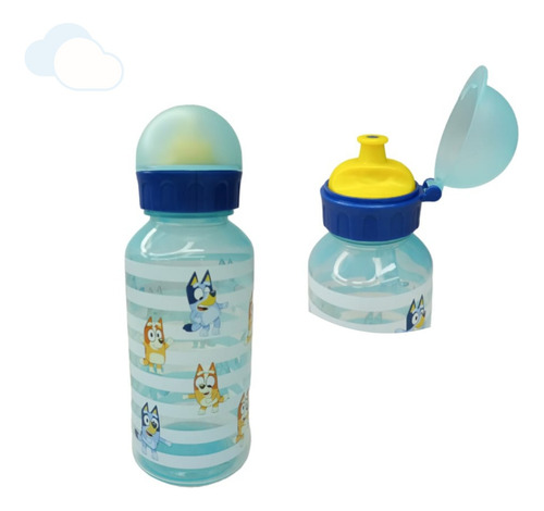 Botella Plástica Infantil Bluey 370 Ml Color Celeste