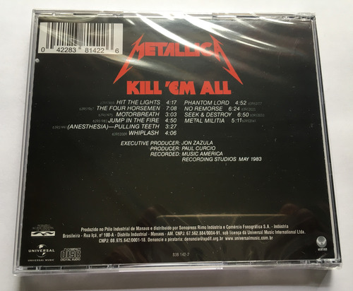 Cd Metallica - Kill 'em All (original/lacrado)