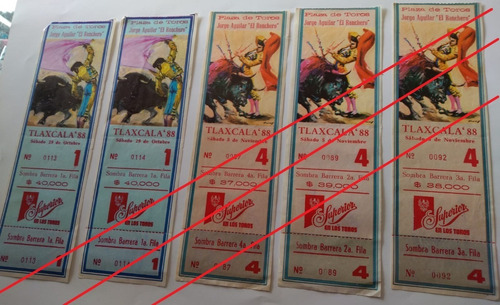 5 Boletos Taurinos Plaza De Toros Tlaxcala 88 Con Talonario