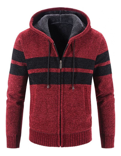 Suéter Con Capucha A Rayas Para Hombre, Suéter Con Bolsillos