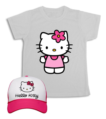 Hello Kitty Camiseta + Gorra  Combo Para Niñas