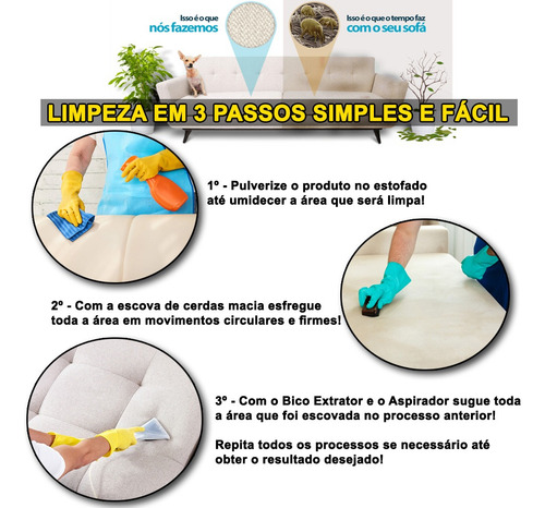 Kit Lava Sofá Residencial + Extratora 25l + Produtos Limpeza