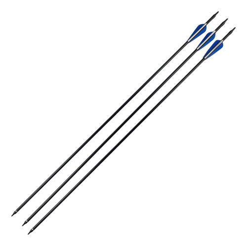 Kit 3 Flechas Fibra De Carbono Com Ponta Azul Para Arco