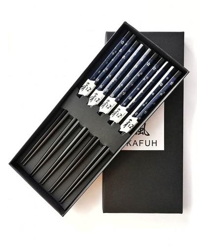 Palillos Chinos Marca Kafuh Set 5 Pares Chopsticks De Bambú