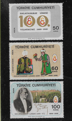 Turquía 1968 Serie De 3 Estamp Mint #1477/9 Aniversarios 
