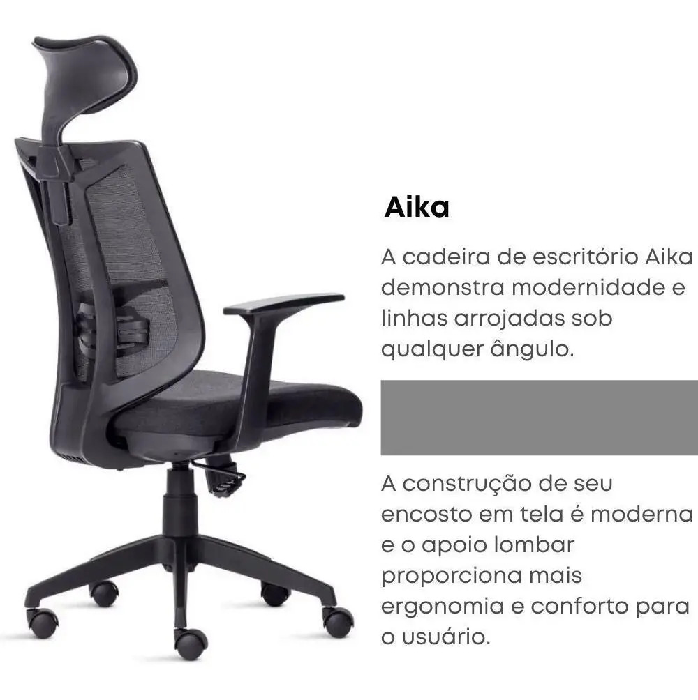 Cadeira Escritório Presidente Ergonômica Aika Rápido