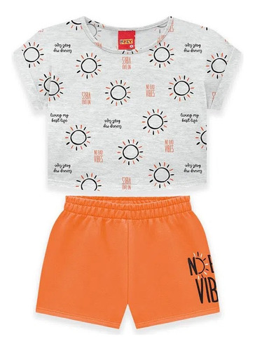 Conjunto Infantil Menina Kyly Blusa Meia Malha Sol + Short