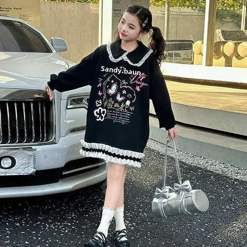 Sudadera Con Cuello De Muñeca Y Borde Floral Para Niña