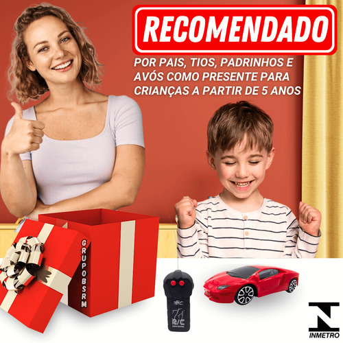 Carrinho De Controle Remoto Carro Corrida Amarelo Veiculo Miniatura escala 1:24 Brinquedo Menino 2 Anos Presente Dia Das Crianças