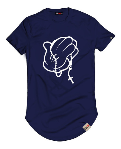 Imagem 5 de 9 de Camisa Camiseta Long Mãos Rezando Blusa Alongada Manga Curta
