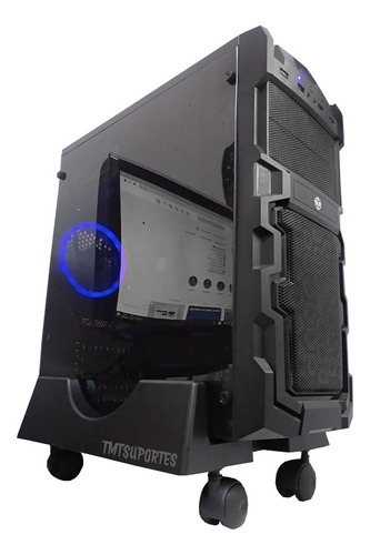 Suporte De Gabinete Cpu Carrinho Ajustável Com Rodinha Tmt Cor Preto