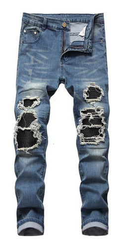 Jeans Chupines Con Efecto Roto Desgastado For Hombre Jeans