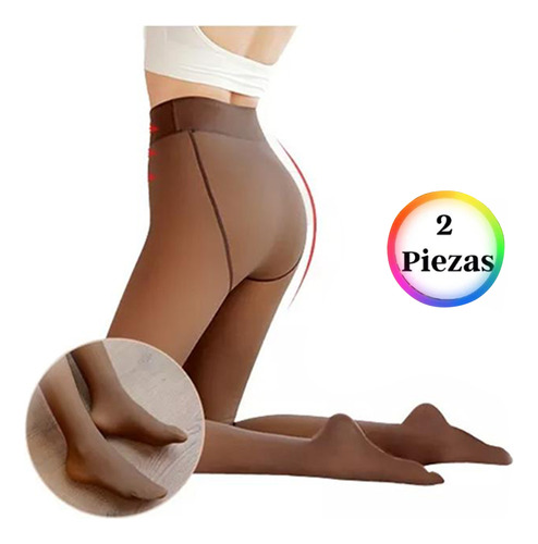 Mallas Térmicas Elásticas De Felpa Translúcidas Mujeres 2pcs