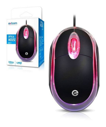 Mini Mouse Óptico Com Fio Usb 1000 Dpi Led Ms-09 Exbom