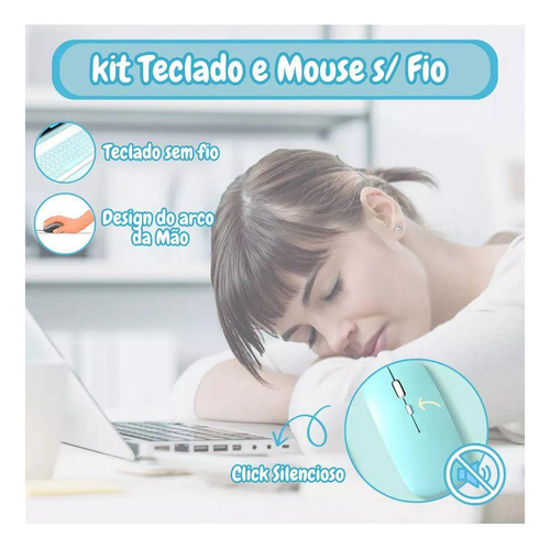 Kit Teclado E Mouse Sem Fio Al-313d Azul - Altomex