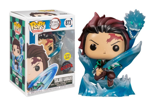 Figura de acción Tanjiro Kamado con dragón Brilla en la oscuridad 49680 de Funko Pop! Animation