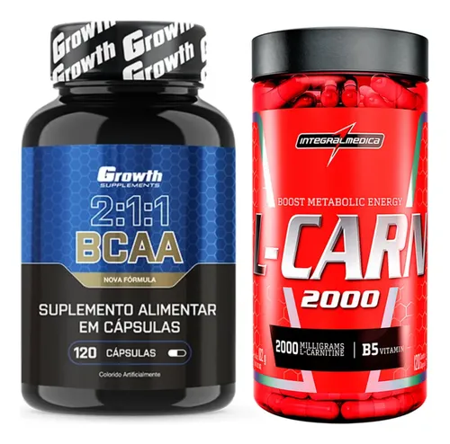 Bcaa 120 Caps Growth + L-carnitina 120 Caps Integralmedica