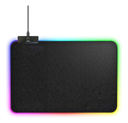 Mouse Pad Gamer Led Rgb Retroiluminado Tactil 25x35cm. Color Negro