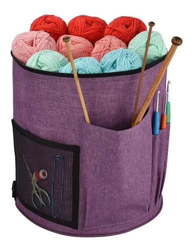 Imagen 3 de 8 de Bolso Porta Tejido Lanas Palillos Y Crochet Grande