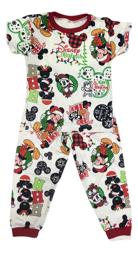 Pijama Unisex Niños Infantil Navidad Mickey Blanca