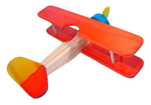 Avião Bi-plano Madeira Laranja Bohney