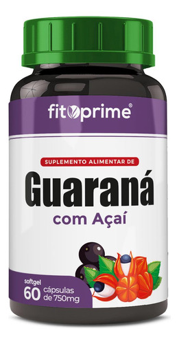 Guaraná Com Açai 60 Cápsulas 750mg Fitoprime