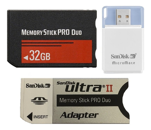 32 Gb Pro Duo Kit Memoria Flash Lector Micromate Usb Sd