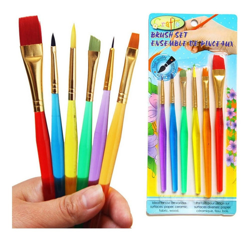  Set X6 Pinceles Rainbow Brush Arco Iris Arte Escolar !!