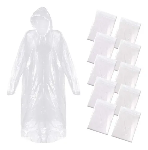 Lot De 5/10 Ponchos De Pluie Jetables Transparents - Ultra Légers Avec Capuche, 100% Imperméables Pour Hommes, Femmes, Randonnée, Camping, Festivals & Voyages