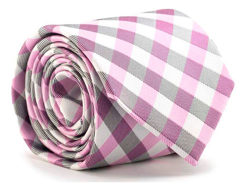 Corbata Hombre Seda Cuadros Prada Mx 600025 Color Rosa Diseño de la tela Lisa Largo 148 cm