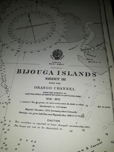Antigua Carta Náutica Chart Bijouga Islands Orango Channel 