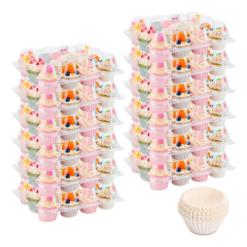 Paquete De 25 Portadores Para Cupcakes Con 300 Forros Para C