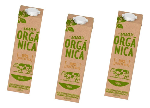 Leche Lala Orgánica Entera 960 Ml 3 Piezas
