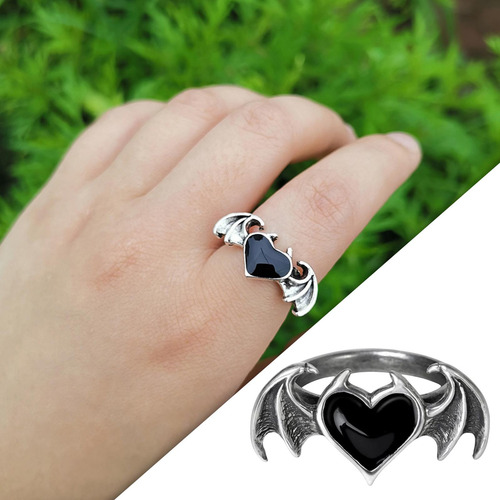 2 Bat Heart Wing Gothic Finger For Cosplay Party Black