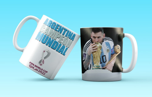 Imagen 1 de 2 de Taza Argentina Campeón Mundial Messi Copa Cerámica Premium