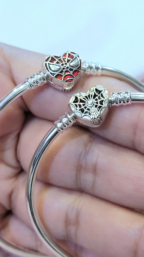 Pulsera Dupe Para Charms Bañado En Plata S925 Tipo Pandora Spider 18 Cm