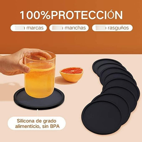 Posavasos De Silicona Antideslizante 8 Piezas Con Soporte