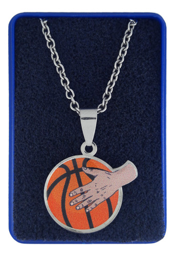 Dije Pelota De Basquet + Cadena 50cm + Estuche