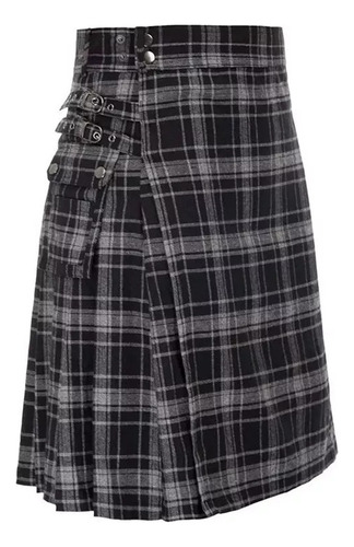 Falda Plisada Escocesa A Cuadros En Contraste Para Hombre