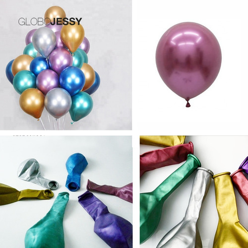 Globos Cromado Con Feliz Cumpleaños Inflado Con Helio