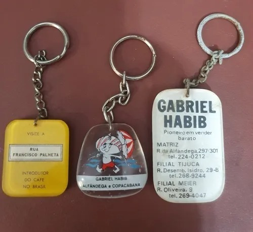 3 Chaveiros Antigos Gabriel Habib E Café Palheta (Usado)