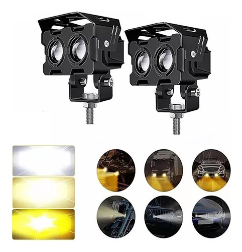 1 Par Faros  Lupa De Color Doble 120w Para Auto Moto