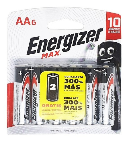 Pilha Alcalina Aa Pequena Energizer Max - Leve 6 Pague 4