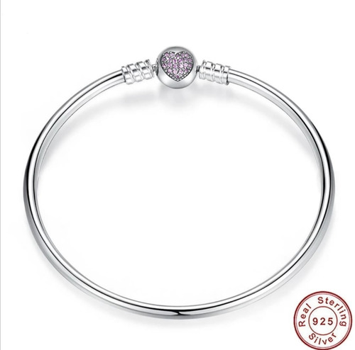 Pulsera Talla 19 Corazón De Circonios Plata 925 / Alem Joyas