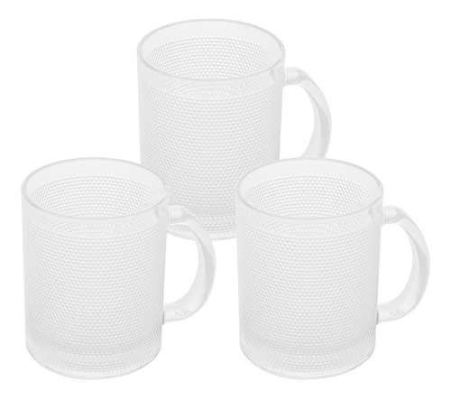 3 Canecas Para Café De Vidro Mini Bico De Jaca 320ml Lyor