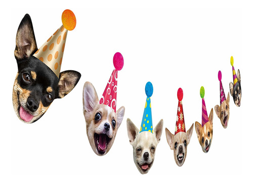 Chihuahua Dog Birthday Garland, Funny Chichi Portraits Party