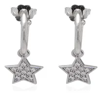 Comprar Aros De Plata Esterlina 925 Argollas Circonita Estrella